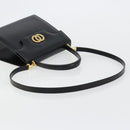CELINE Handtasche Leder 2-Wege Schwarz Gold Auth 183194SAV-9