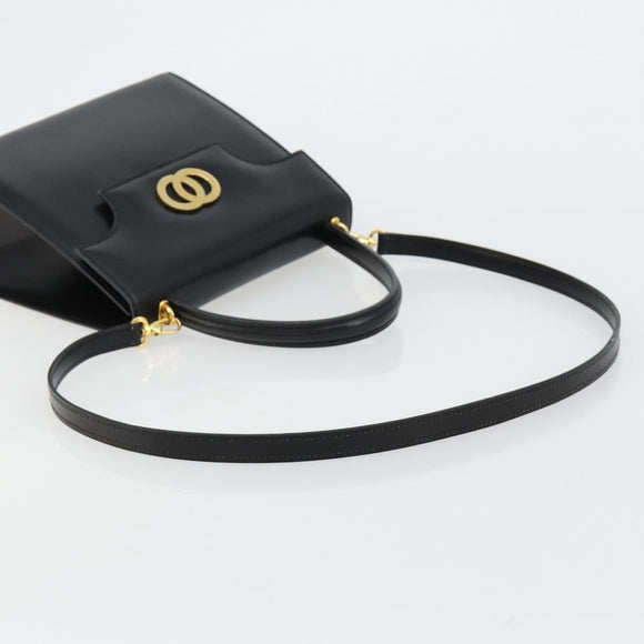 CELINE Handtasche Leder 2-Wege Schwarz Gold Auth 183194SAV