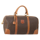 CELINE Macadam Canvas Boston Bag PVC Leather Brown Gold Auth 183196A-1