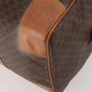 CELINE Macadam Canvas Boston Bag PVC Leather Brown Gold Auth 183196A-15