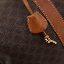 CELINE Macadam Canvas Boston Bag PVC Leather Brown Gold Auth 183196A-10