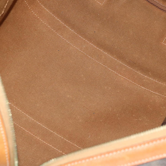 CELINE Macadam Canvas Boston Bag PVC Leather Brown Gold Auth 183196A