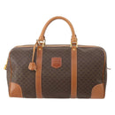 CELINE Macadam Canvas Boston Bag PVC Leather Brown Gold Auth 183196A-13