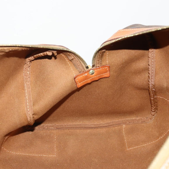 CELINE Macadam Canvas Boston Bag PVC Leather Brown Gold Auth 183196A