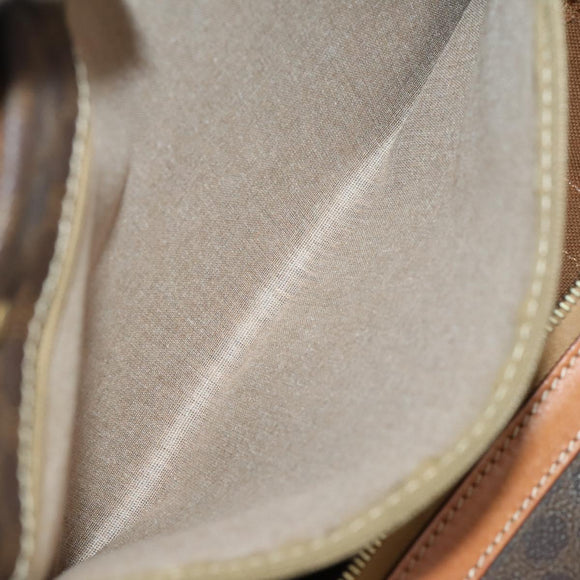 CELINE Macadam Canvas Boston Bag PVC Leather Brown Gold Auth 183196A