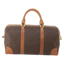 CELINE Macadam Canvas Boston Bag PVC Leather Brown Gold Auth 183196A-2