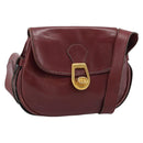 GUCCI Shoulder Bag Leather Bordeaux Gold Auth 183197-1