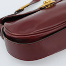 GUCCI Shoulder Bag Leather Bordeaux Gold Auth 183197-15