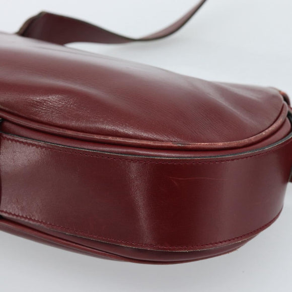GUCCI Shoulder Bag Leather Bordeaux Gold Auth 183197