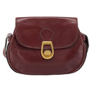 GUCCI Shoulder Bag Leather Bordeaux Gold Auth 183197-13