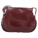GUCCI Shoulder Bag Leather Bordeaux Gold Auth 183197-2