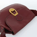 GUCCI Shoulder Bag Leather Bordeaux Gold Auth 183197-6