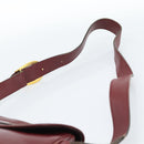 GUCCI Shoulder Bag Leather Bordeaux Gold Auth 183197-8