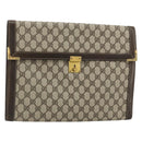 GUCCI GG Supreme Clutch Bag PVC Beige Gold Auth 183198-1
