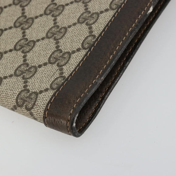 GUCCI GG Supreme Clutch Bag PVC Beige Gold Auth 183198
