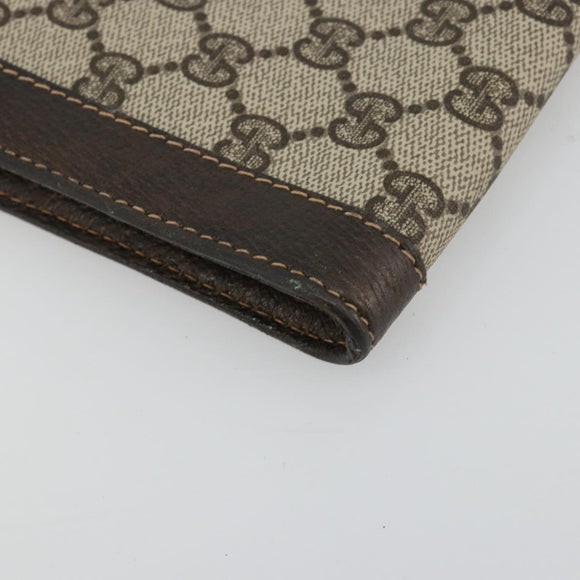 GUCCI GG Supreme Clutch Bag PVC Beige Gold Auth 183198