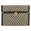GUCCI GG Supreme Clutch Bag PVC Beige Gold Auth 183198-2