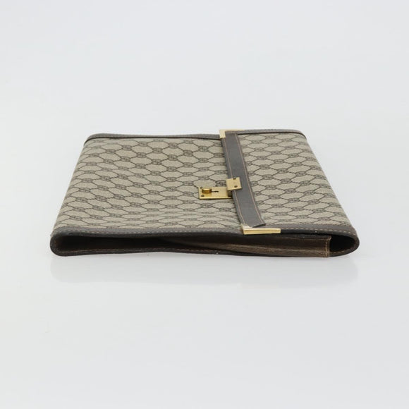 GUCCI GG Supreme Clutch Bag PVC Beige Gold Auth 183198