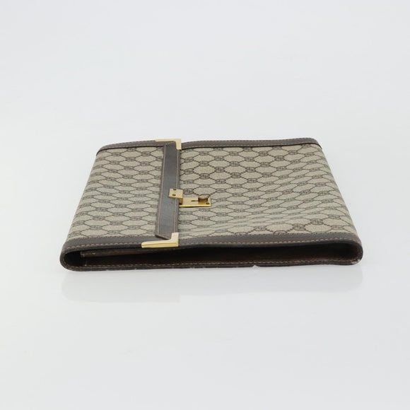 GUCCI GG Supreme Clutch Bag PVC Beige Gold Auth 183198