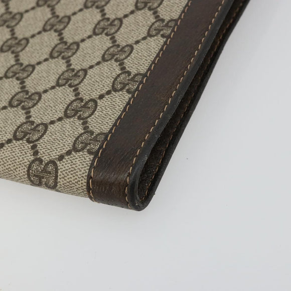 GUCCI GG Supreme Clutch Bag PVC Beige Gold Auth 183198