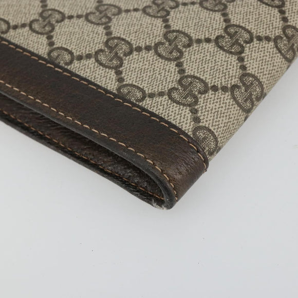 GUCCI GG Supreme Clutch Bag PVC Beige Gold Auth 183198