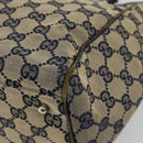 GUCCI GG Canvas Sherry Line Hand Bag Navy Silver 145810 Auth 183200-9