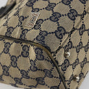 GUCCI GG Canvas Sherry Line Hand Bag Navy Silver 145810 Auth 183200-14