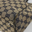 GUCCI GG Canvas Sherry Line Hand Bag Navy Silver 145810 Auth 183200-15