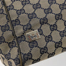 GUCCI GG Canvas Sherry Line Hand Bag Navy Silver 145810 Auth 183200-10