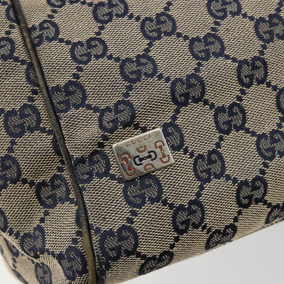 GUCCI GG Canvas Sherry Line Hand Bag Navy Silver 145810 Auth 183200