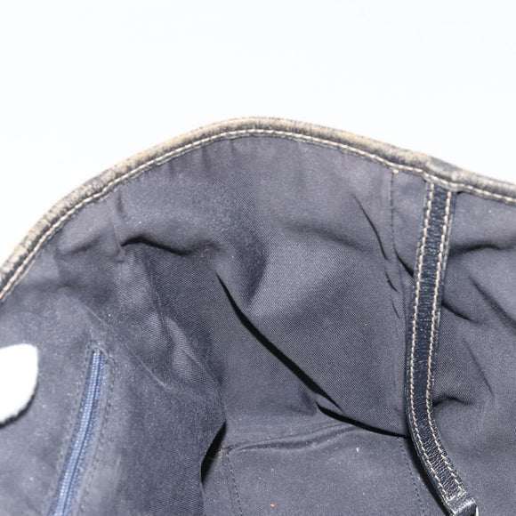GUCCI GG Canvas Sherry Line Hand Bag Navy Silver 145810 Auth 183200
