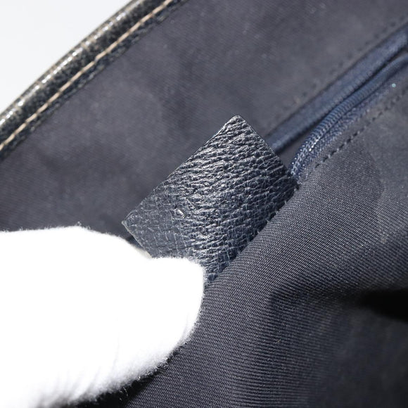 GUCCI GG Canvas Sherry Line Hand Bag Navy Silver 145810 Auth 183200