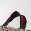 GUCCI GG Canvas Sherry Line Hand Bag Navy Silver 145810 Auth 183200-8