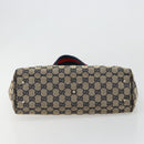 GUCCI GG Canvas Sherry Line Hand Bag Navy Silver 145810 Auth 183200-5