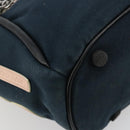 CHANEL Choco Bar Hand Bag Canvas Navy Silver CC Auth 183201-17