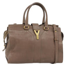 SAINT LAURENT Cavas chic Hand Bag Leather 2way Brown Gold 297957 Auth 183202A-1