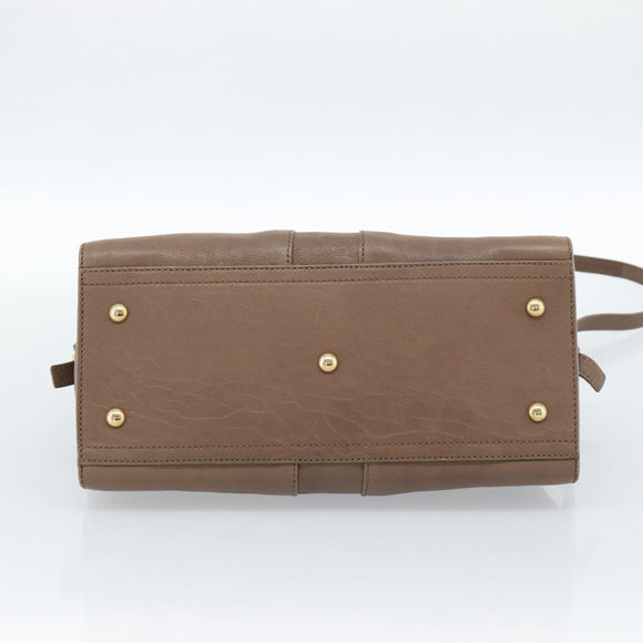 SAINT LAURENT Cavas chic Hand Bag Leather 2way Brown Gold 297957 Auth 183202A