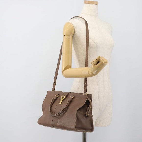 SAINT LAURENT Cavas chic Hand Bag Leather 2way Brown Gold 297957 Auth 183202A