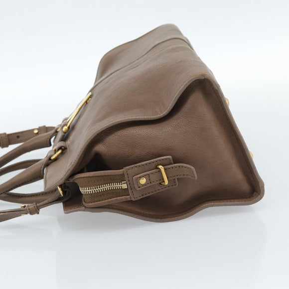 SAINT LAURENT Cavas chic Hand Bag Leather 2way Brown Gold 297957 Auth 183202A