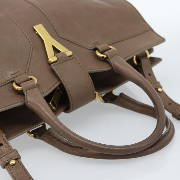 SAINT LAURENT Cavas chic Hand Bag Leather 2way Brown Gold 297957 Auth 183202A