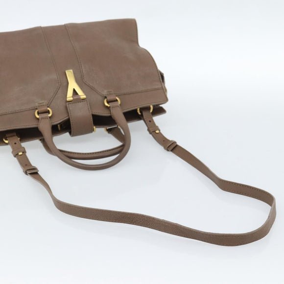 SAINT LAURENT Cavas chic Hand Bag Leather 2way Brown Gold 297957 Auth 183202A