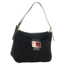 FENDI Mamma Baguette Shoulder Bag Suede Black Gold Auth 183213SAM-1