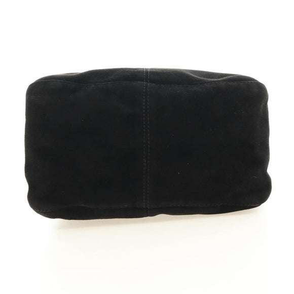 FENDI Mamma Baguette Shoulder Bag Suede Black Gold Auth 183213SAM