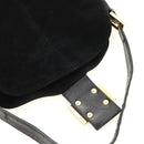 FENDI Mamma Baguette Shoulder Bag Suede Black Gold Auth 183213SAM-16