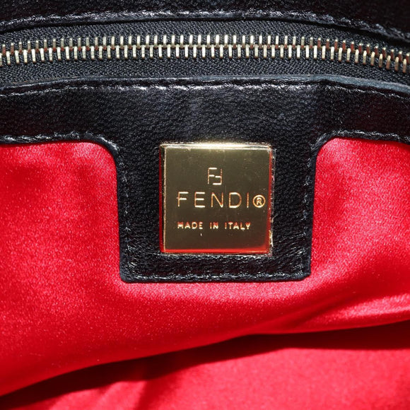 FENDI Mamma Baguette Shoulder Bag Suede Black Gold Auth 183213SAM