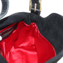 FENDI Mamma Baguette Shoulder Bag Suede Black Gold Auth 183213SAM-20