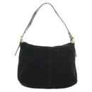 FENDI Mamma Baguette Shoulder Bag Suede Black Gold Auth 183213SAM-3