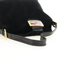 FENDI Mamma Baguette Shoulder Bag Suede Black Gold Auth 183213SAM-8