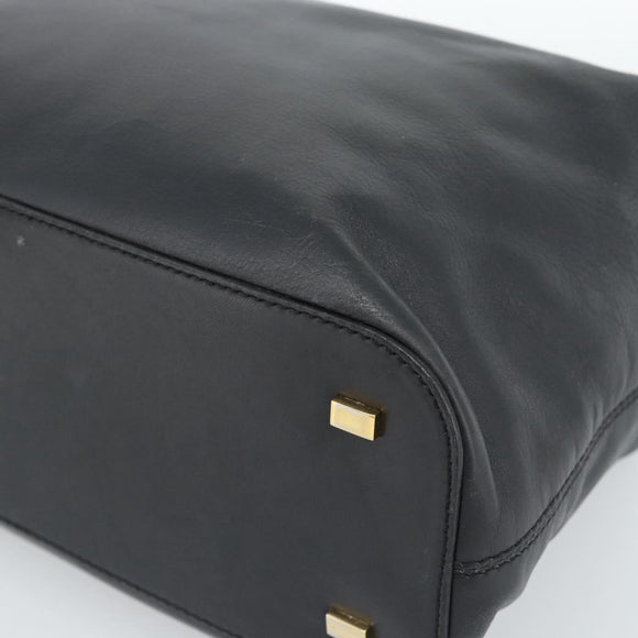 CELINE Handtas Leer Zwart Goud Auth 183214