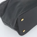 CELINE Handtas Leer Zwart Goud Auth 183214-11